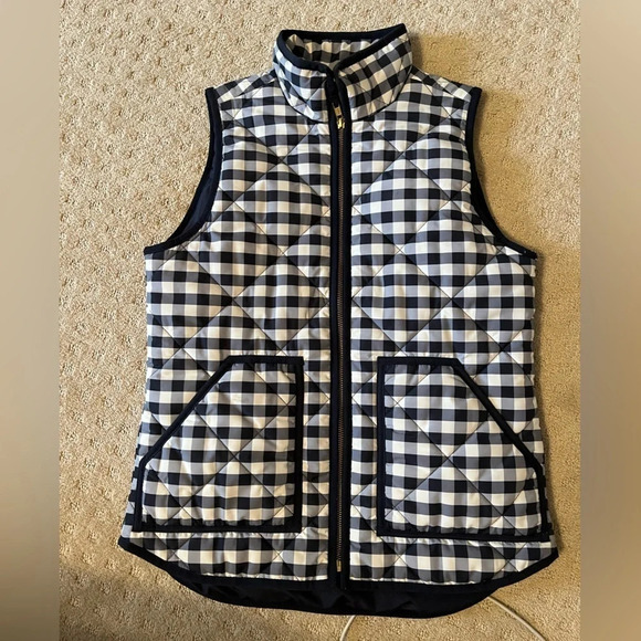 J. Crew Blue Gingham Puffer Vest, size XS - Picture 2 of 5